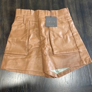Short Faux Leather Shorts with Belt